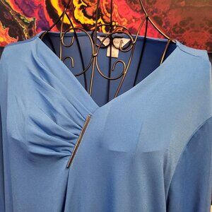 Liz Clairborn ~ Sz XXL~Cinched Long Sleeve Shirt ~ MUCH BRIGHTER THAN PIC ~ NWT